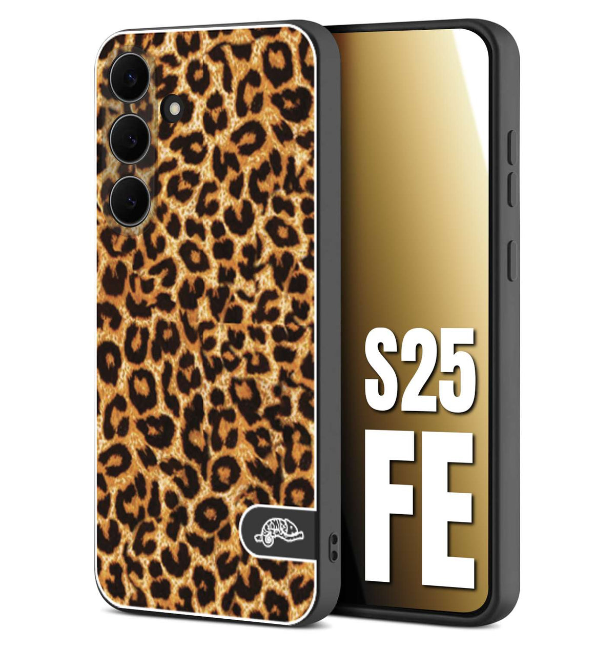 CUSTOMIZZA - Custodia cover nera morbida in tpu compatibile per Samsung S25 FE leopardato maculato donna marrone leopard brown