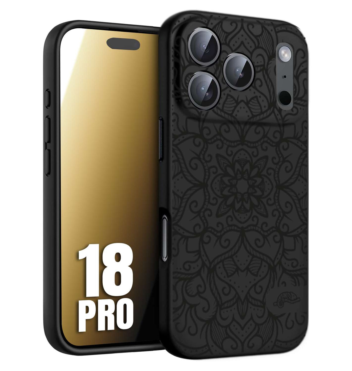 CUSTOMIZZA - Custodia cover nera morbida in tpu compatibile per iPhone 18 PRO mandala nero fiore vedo non vedo donna