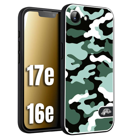 CUSTOMIZZA - Custodia cover nera morbida in tpu compatibile per iPhone 16E - 17E camouflage mimetico militare verde green