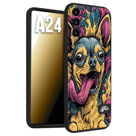 CUSTOMIZZA - Custodia cover nera morbida in tpu compatibile per Samsung A24 Chihuahua illustrazione cane pop art cane street art cartone animato