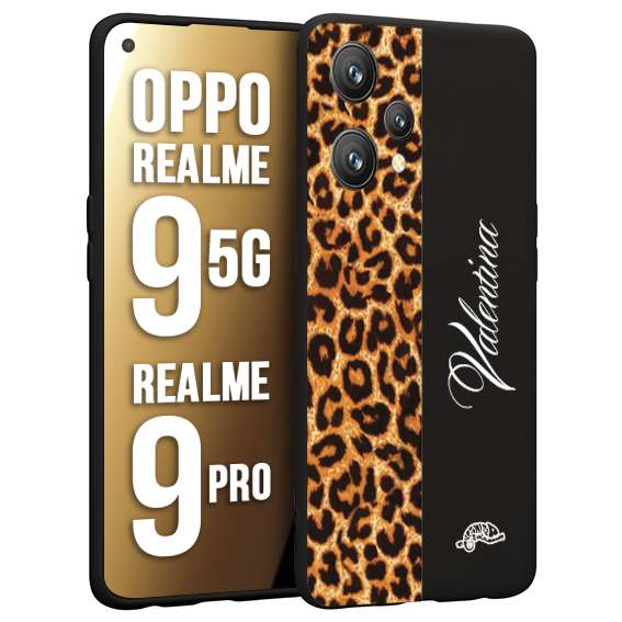 CUSTOMIZZA - Custodia cover nera morbida in tpu compatibile per Oppo Realme 9 5G - 9 PRO custom nome scritta leopardato maculato donna marrone leopard