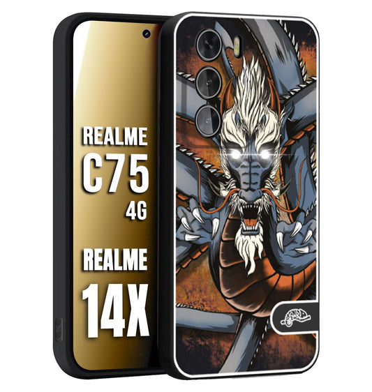 CUSTOMIZZA - Custodia cover nera morbida in tpu compatibile per Realme 14X - C75 4G drago giapponese tattoo japan dragon