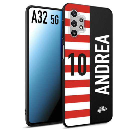 CUSTOMIZZA - Custodia cover nera morbida in tpu compatibile per Samsung A32 5G personalizzata calcio football nome e numero calciatori bianco rossa