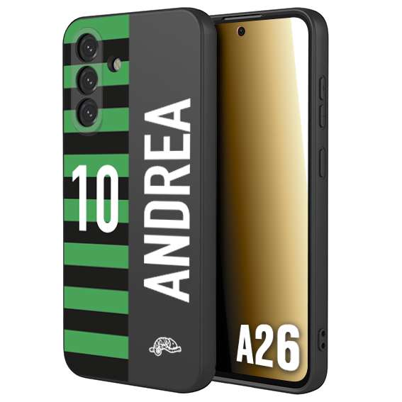 CUSTOMIZZA - Custodia cover nera morbida in tpu compatibile per Samsung A26 personalizzata calcio football nome e numero calciatori neroverde
