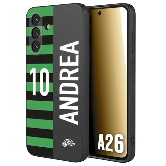 CUSTOMIZZA - Custodia cover nera morbida in tpu compatibile per Samsung A26 personalizzata calcio football nome e numero calciatori neroverde