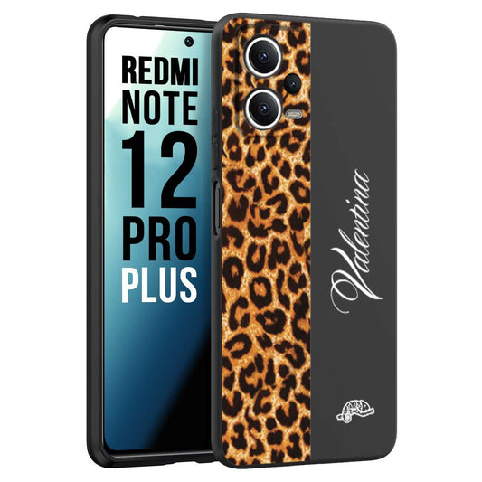 CUSTOMIZZA - Custodia cover nera morbida in tpu compatibile per Xiaomi Redmi Note 12 PRO PLUS custom nome scritta leopardato maculato donna marrone leopard