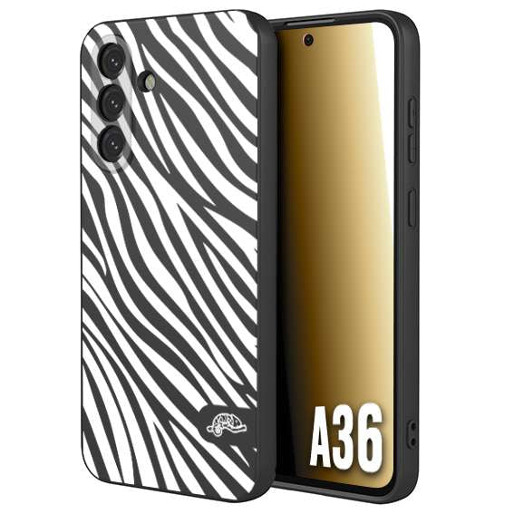 CUSTOMIZZA - Custodia cover nera morbida in tpu compatibile per Samsung A36 zebrata maculata a rilievo soft touch donna bianca