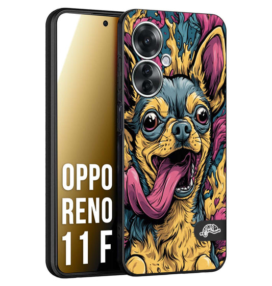 CUSTOMIZZA - Custodia cover nera morbida in tpu compatibile per Oppo Reno 11 F 5G Chihuahua illustrazione cane pop art cane street art cartone animato