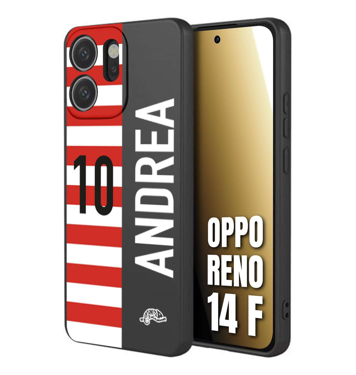 CUSTOMIZZA - Custodia cover nera morbida in tpu compatibile per Oppo Reno 14 F personalizzata calcio football nome e numero calciatori bianco rossa