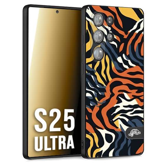 CUSTOMIZZA - Custodia cover nera morbida in tpu compatibile per Samsung S25 ULTRA leopardato maculato tigrato tiger colorata gialla blu arancio