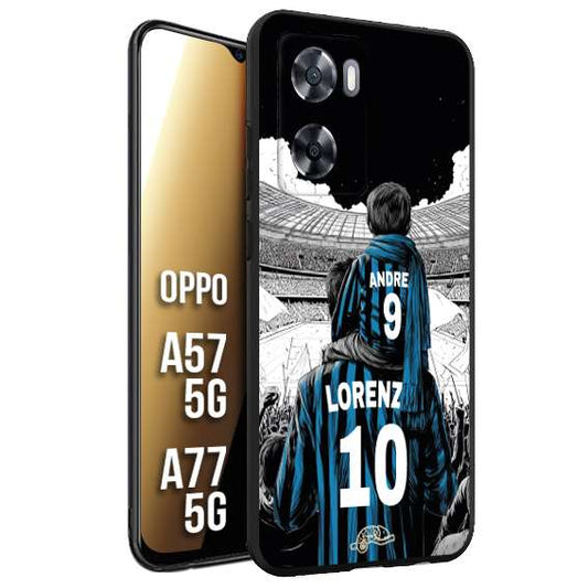 CUSTOMIZZA - Custodia cover nera morbida in tpu compatibile per Oppo A57 5G - A77 5G personalizzata calcio football padre e figlio calciatori nerazzurra
