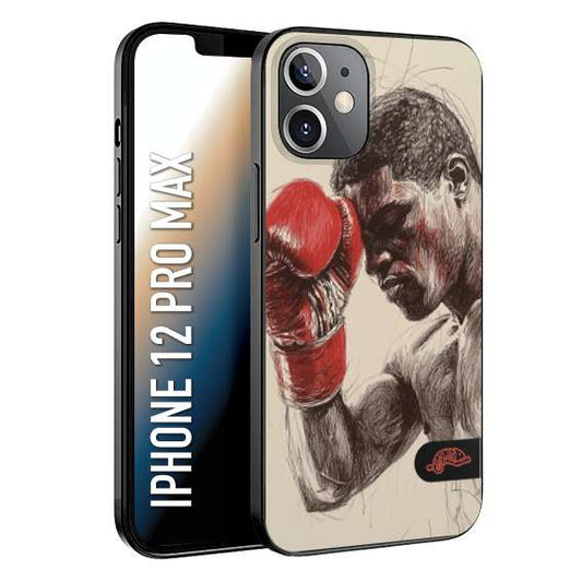 CUSTOMIZZA - Custodia cover nera morbida in tpu compatibile per iPhone 12 PRO MAX pugilato pugili disegno tattoo guantoni boxer pesi massimi