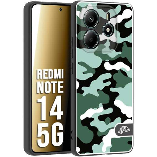 CUSTOMIZZA - Custodia cover nera morbida in tpu compatibile per Xiaomi Redmi Note 14 5G camouflage mimetico militare verde green