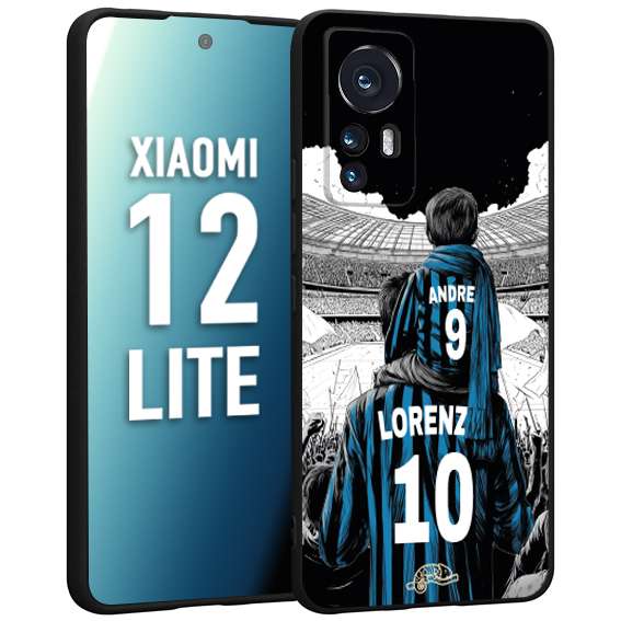 CUSTOMIZZA - Custodia cover nera morbida in tpu compatibile per Xiaomi 12 LITE personalizzata calcio football padre e figlio calciatori nerazzurra