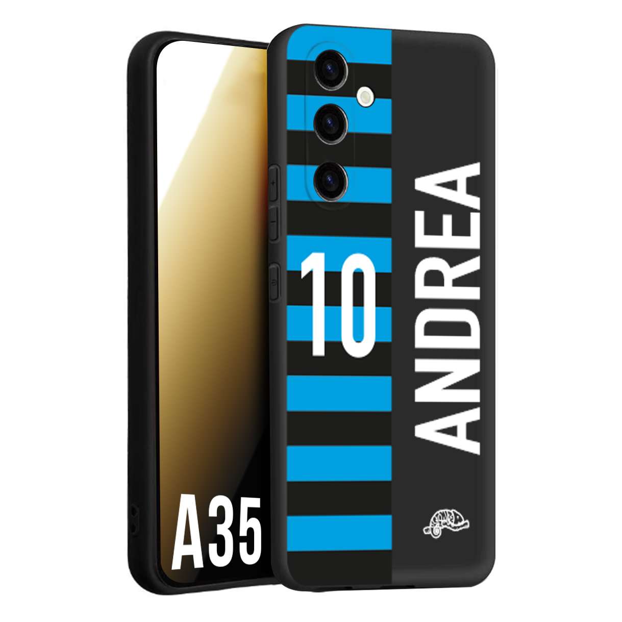 CUSTOMIZZA - Custodia cover nera morbida in tpu compatibile per Samsung A35 5G personalizzata calcio football nome e numero calciatori nerazzurra