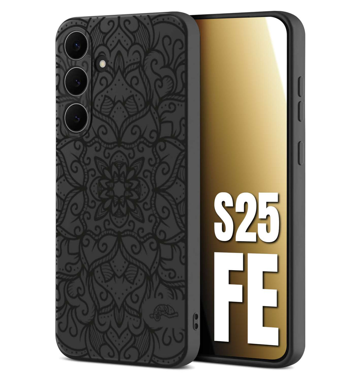 CUSTOMIZZA - Custodia cover nera morbida in tpu compatibile per Samsung S25 FE mandala nero fiore vedo non vedo donna