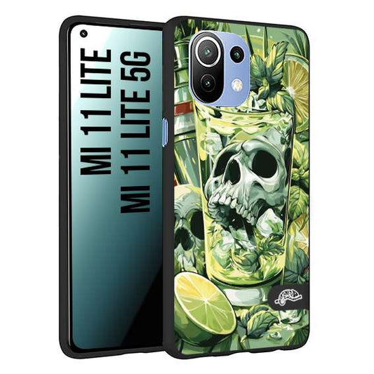 CUSTOMIZZA - Custodia cover nera morbida in tpu compatibile per Xiaomi Mi 11 Lite / Mi 11 Lite 5G Mojito cocktail teschio illustrazione drink lime menta ghiacci tropicale street art