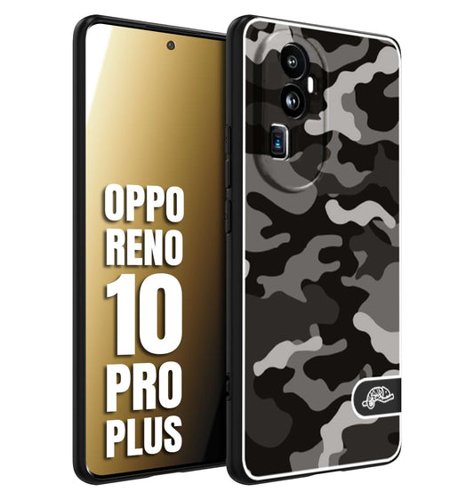 CUSTOMIZZA - Custodia cover nera morbida in tpu compatibile per Oppo Reno 10 PRO PLUS camouflage mimetico militare nero black grigio