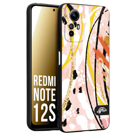 CUSTOMIZZA - Custodia cover nera morbida in tpu compatibile per Xiaomi Redmi Note 12S fiori astratti donna zebrato leopardato fantasia dorata gialla rosa colorata