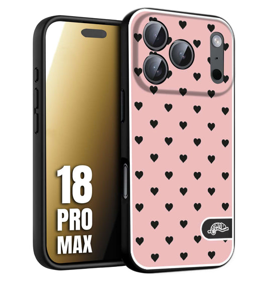 CUSTOMIZZA - Custodia cover nera morbida in tpu compatibile per iPhone 18 PRO MAX cuori pois rosa donna pin up vintage