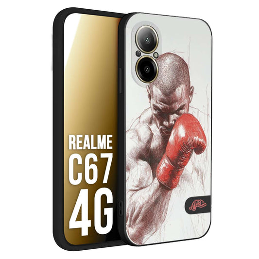 CUSTOMIZZA - Custodia cover nera morbida in tpu compatibile per Realme C67 4G pugilato pugili disegno tattoo guantoni box sport primo piano