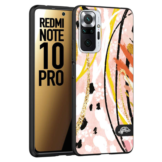 CUSTOMIZZA - Custodia cover nera morbida in tpu compatibile per Xiaomi Redmi Note 10 PRO fiori astratti donna zebrato leopardato fantasia dorata gialla rosa colorata