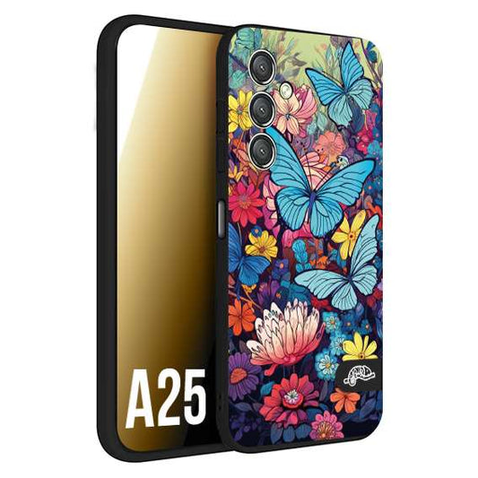 CUSTOMIZZA - Custodia cover nera morbida in tpu compatibile per Samsung A34 5G farfalle butterfly moderno donna disegnate gialla blu rosa