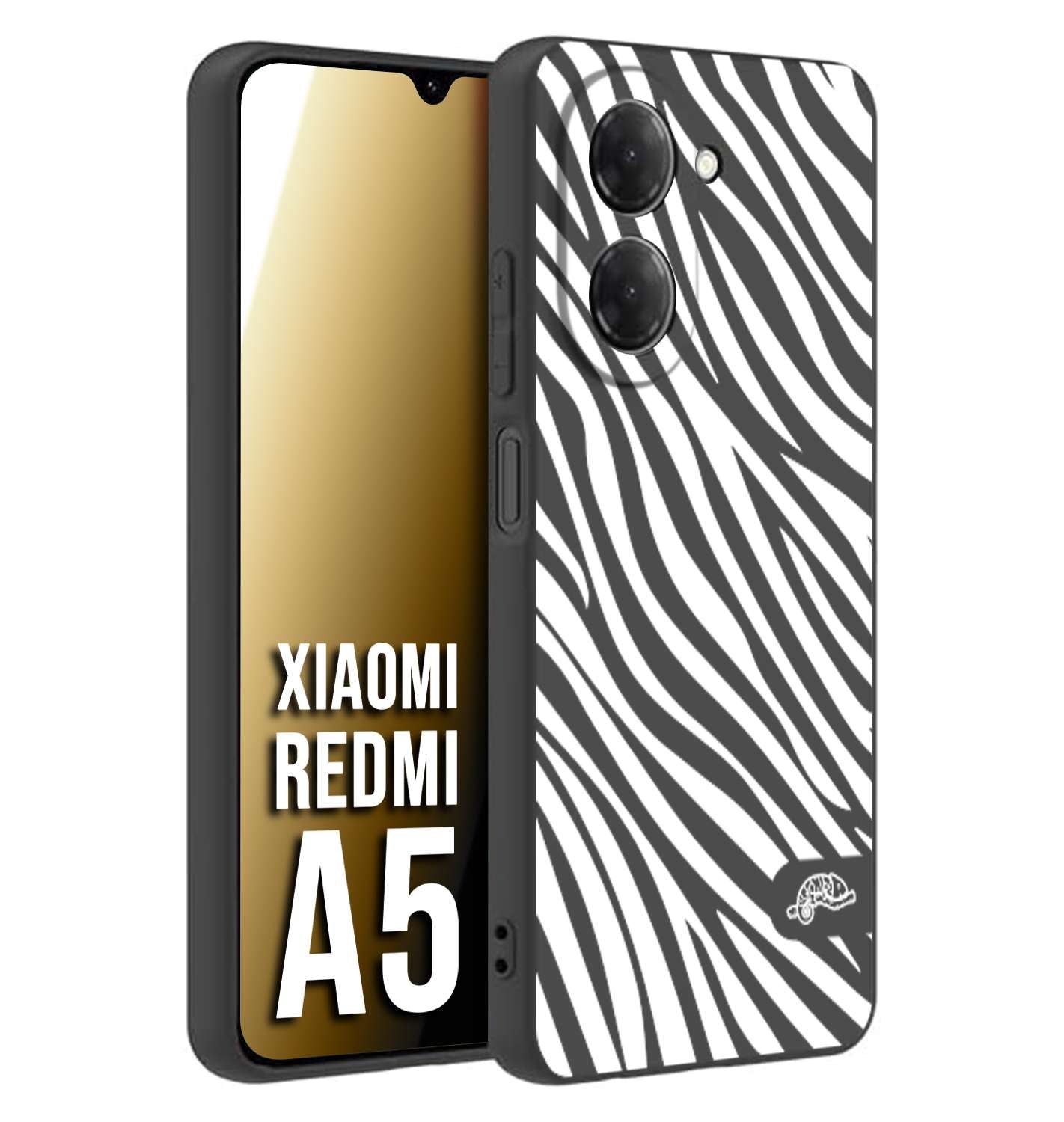 CUSTOMIZZA - Custodia cover nera morbida in tpu compatibile per Xiaomi Redmi A5 zebrata maculata a rilievo soft touch donna bianca