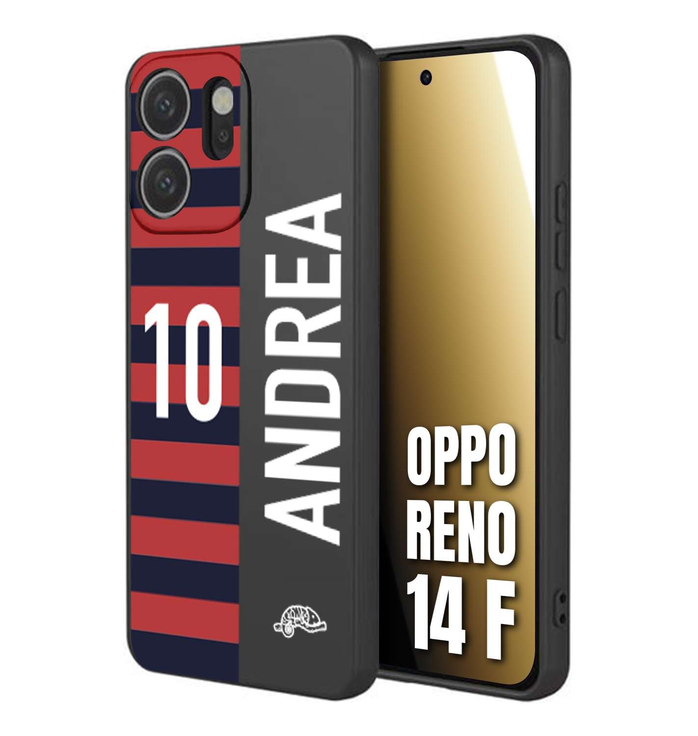 CUSTOMIZZA - Custodia cover nera morbida in tpu compatibile per Oppo Reno 14 F personalizzata calcio football nome e numero calciatori rossoblu