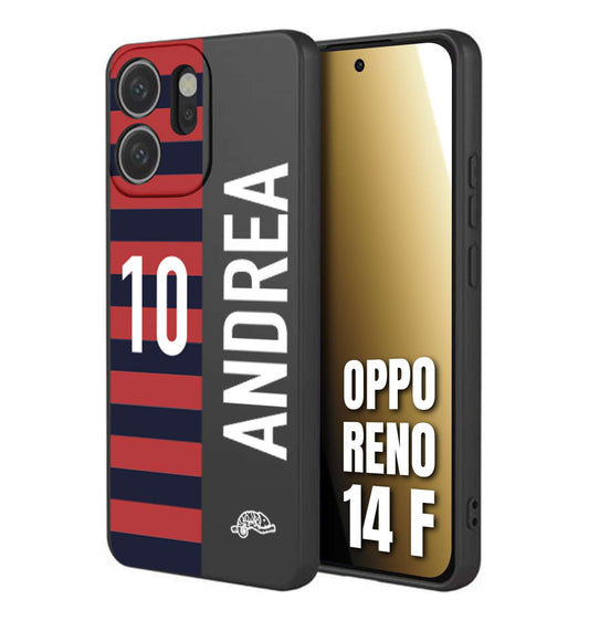 CUSTOMIZZA - Custodia cover nera morbida in tpu compatibile per Oppo Reno 14 F personalizzata calcio football nome e numero calciatori rossoblu