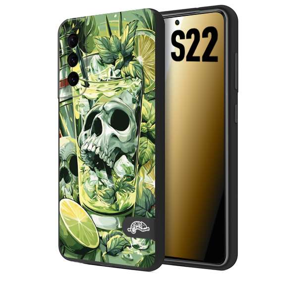 CUSTOMIZZA - Custodia cover nera morbida in tpu compatibile per Samsung S22 Mojito cocktail teschio illustrazione drink lime menta ghiacci tropicale street art