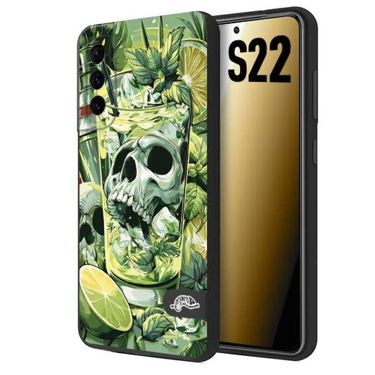 CUSTOMIZZA - Custodia cover nera morbida in tpu compatibile per Samsung S22 Mojito cocktail teschio illustrazione drink lime menta ghiacci tropicale street art