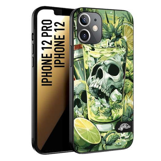 CUSTOMIZZA - Custodia cover nera morbida in tpu compatibile per iPhone 12 - 12 PRO Mojito cocktail teschio illustrazione drink lime menta ghiacci tropicale street art