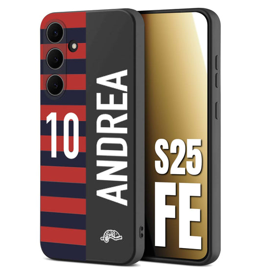 CUSTOMIZZA - Custodia cover nera morbida in tpu compatibile per Samsung S25 FE personalizzata calcio football nome e numero calciatori rossoblu
