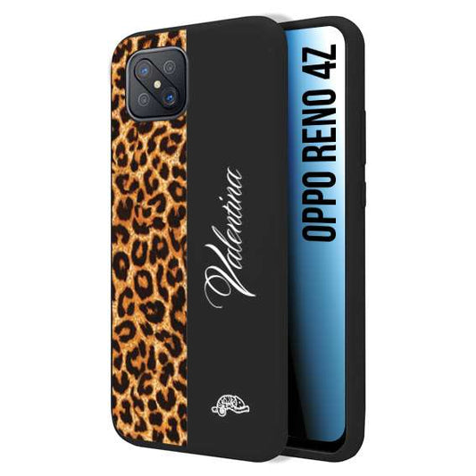 CUSTOMIZZA - Custodia cover nera morbida in tpu compatibile per Oppo Reno 4Z custom nome scritta leopardato maculato donna marrone leopard