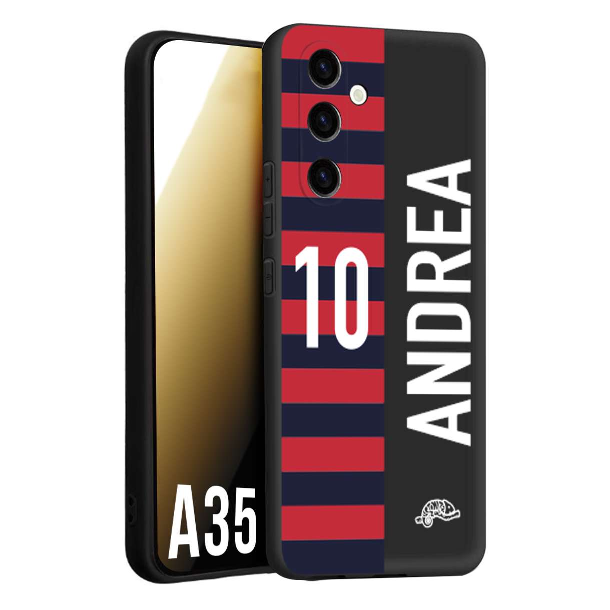 CUSTOMIZZA - Custodia cover nera morbida in tpu compatibile per Samsung A35 5G personalizzata calcio football nome e numero calciatori rossoblu