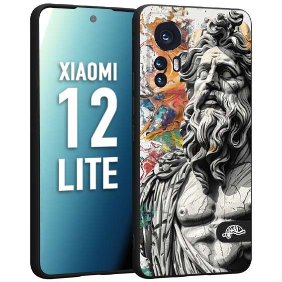 CUSTOMIZZA - Custodia cover nera morbida in tpu compatibile per Xiaomi 12 LITE statua colorata moderna antico tattoo splash color