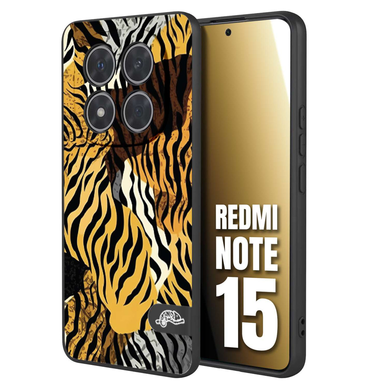 CUSTOMIZZA - Custodia cover nera morbida in tpu compatibile per Xiaomi Redmi Note 15 leopardato tigrato tiger colorata donna fashion estate