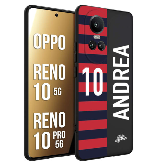 CUSTOMIZZA - Custodia cover nera morbida in tpu compatibile per Oppo Reno 10 5G - 10 PRO 5G personalizzata calcio football nome e numero calciatori rossoblu