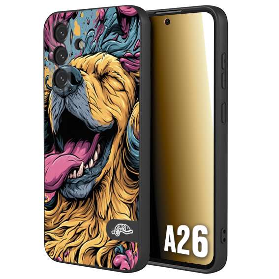 CUSTOMIZZA - Custodia cover nera morbida in tpu compatibile per Samsung A26 Golden Retriever illustrazione cane pop art cane street art cartone animato