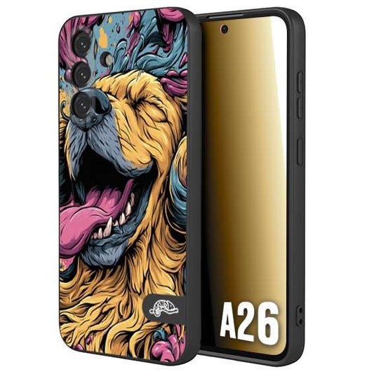 CUSTOMIZZA - Custodia cover nera morbida in tpu compatibile per Samsung A26 Golden Retriever illustrazione cane pop art cane street art cartone animato