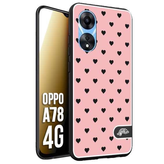 CUSTOMIZZA - Custodia cover nera morbida in tpu compatibile per Oppo A78 4G cuori pois rosa donna pin up vintage