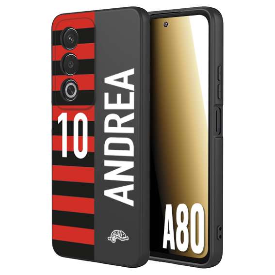 CUSTOMIZZA - Custodia cover nera morbida in tpu compatibile per Oppo A80 personalizzata calcio football nome e numero calciatori rossonera