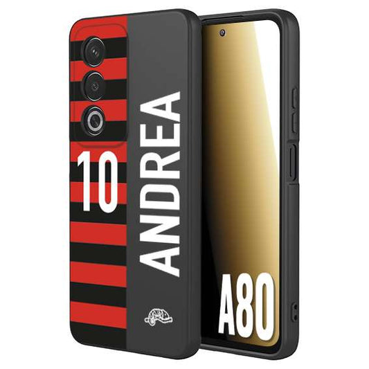 CUSTOMIZZA - Custodia cover nera morbida in tpu compatibile per Oppo A80 personalizzata calcio football nome e numero calciatori rossonera