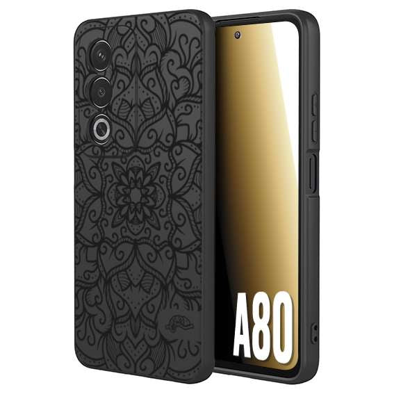 CUSTOMIZZA - Custodia cover nera morbida in tpu compatibile per Oppo A80 mandala nero fiore vedo non vedo donna