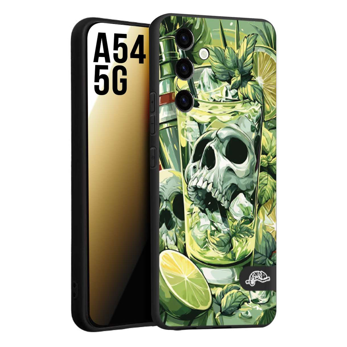 CUSTOMIZZA - Custodia cover nera morbida in tpu compatibile per Samsung A54 5G Mojito cocktail teschio illustrazione drink lime menta ghiacci tropicale street art