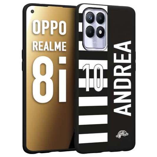 CUSTOMIZZA - Custodia cover nera morbida in tpu compatibile per Realme 8i personalizzata calcio football nome e numero calciatori bianconera