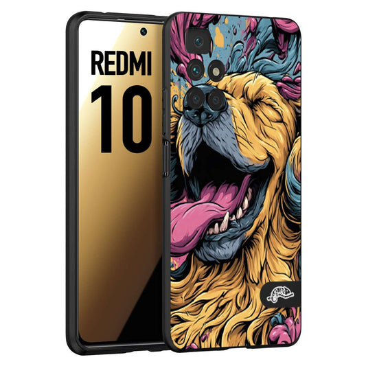 CUSTOMIZZA - Custodia cover nera morbida in tpu compatibile per Xiaomi Redmi 10 Golden Retriever illustrazione cane pop art cane street art cartone animato
