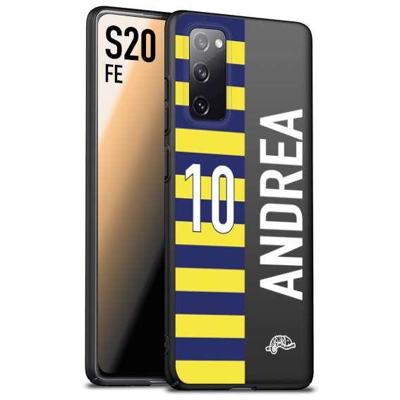 CUSTOMIZZA - Custodia cover nera morbida in tpu compatibile per Samsung S20 FE personalizzata calcio football nome e numero calciatori giallo blu