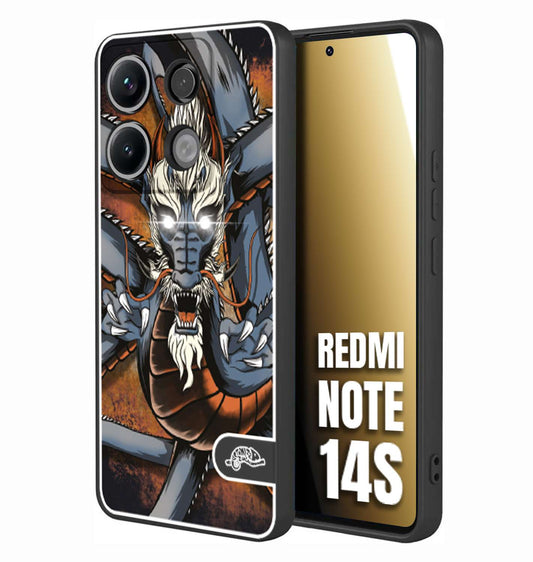 CUSTOMIZZA - Custodia cover nera morbida in tpu compatibile per Xiaomi Redmi Note 14S drago giapponese tattoo japan dragon
